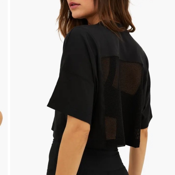 BEACH RIOT Esme Mesh Back Cotton & Modal Crop T-Shirt, SIZE MEDIUM 1285 - Picture 1 of 6